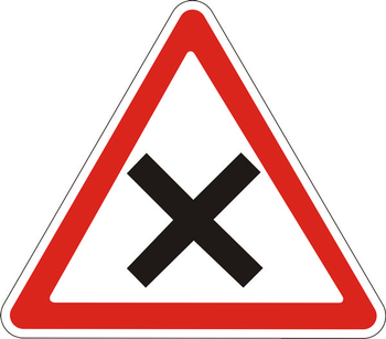 1.6 пересечение равнозначных дорог - Дорожные знаки - Предупреждающие знаки - vektorb.ru